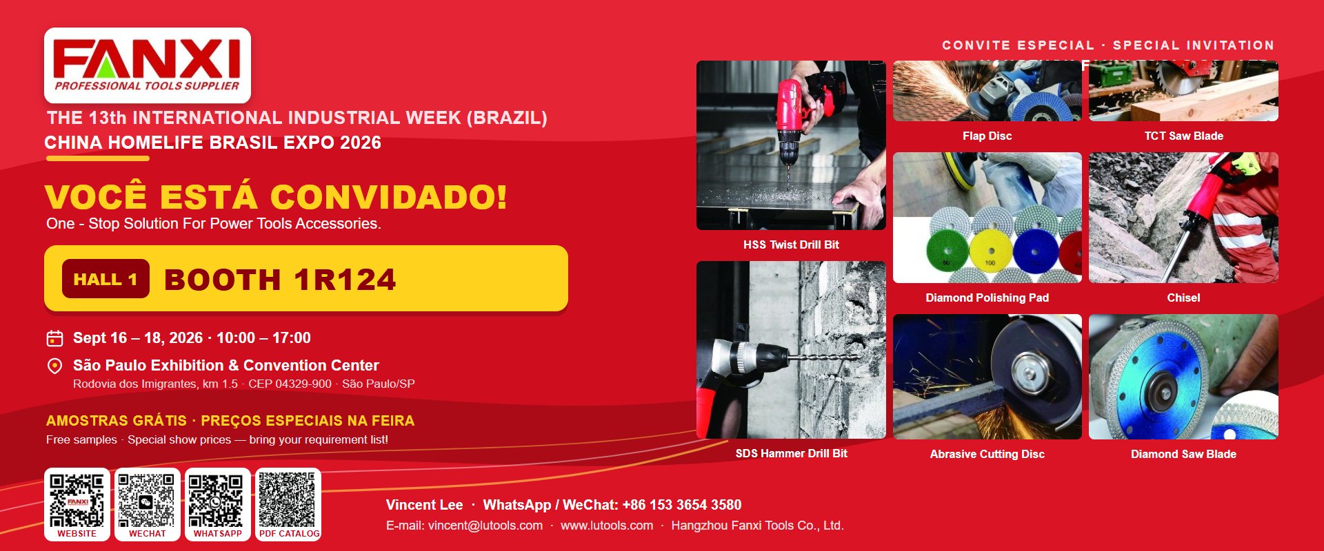 FANXI at China Homelife Brasil Expo 2026 - Sept 16-18, Sao Paulo Exhibition & Convention Center, Hall 1 Booth 1R124. Free samples and special show prices. WhatsApp +86 153 3654 3580